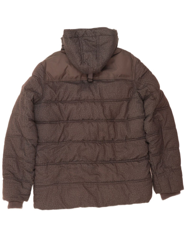 Tommy Hilfiger Mens Hooded Padded Jacket UK 40 Large Grey Polyester