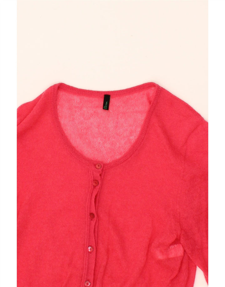 BENETTON Womens Crop Cardigan Sweater UK 12 Medium Pink Polyamide Vintage Benetton and Second-Hand Benetton from Messina Hembry 