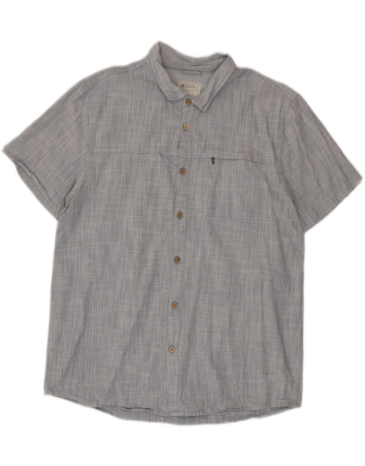 Mountain Warehouse Mens Short Sleeve Shirt XL Blue Cotton