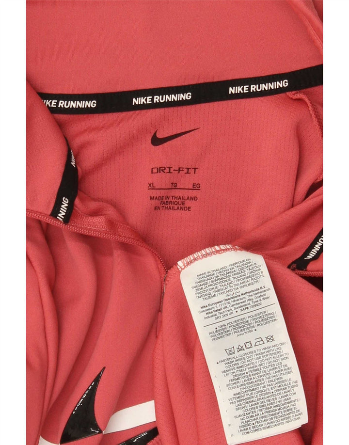 Nike Womens Dri Fit Zip Neck Pullover Tracksuit Top UK 18 XL Pink Polyester