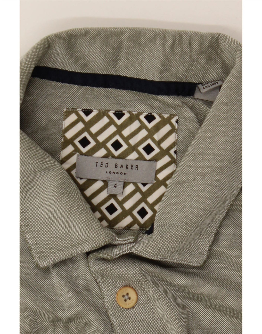 TED BAKER Mens Short Sleeve Polo Shirt Size 4 Large Khaki Modal Vintage Ted Baker and Second-Hand Ted Baker from Messina Hembry 