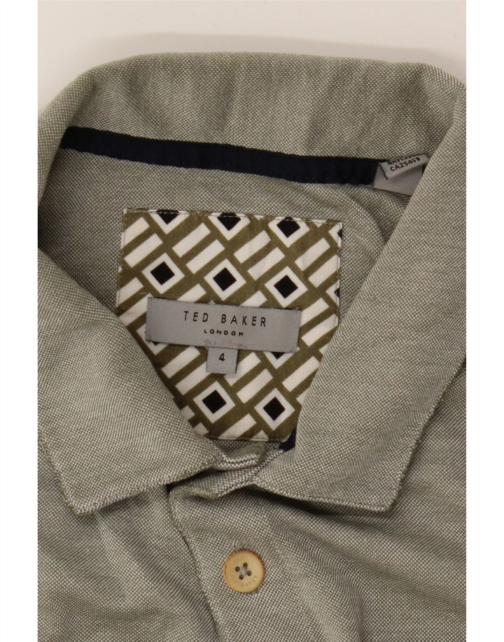 TED BAKER Mens Short Sleeve Polo Shirt Size 4 Large Khaki Modal Vintage Ted Baker and Second-Hand Ted Baker from Messina Hembry 