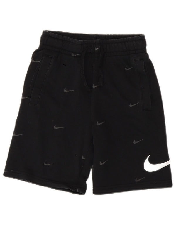 NIKE Boys Standard Fit Graphic Sport Shorts 8-9 Years Small Black Cotton