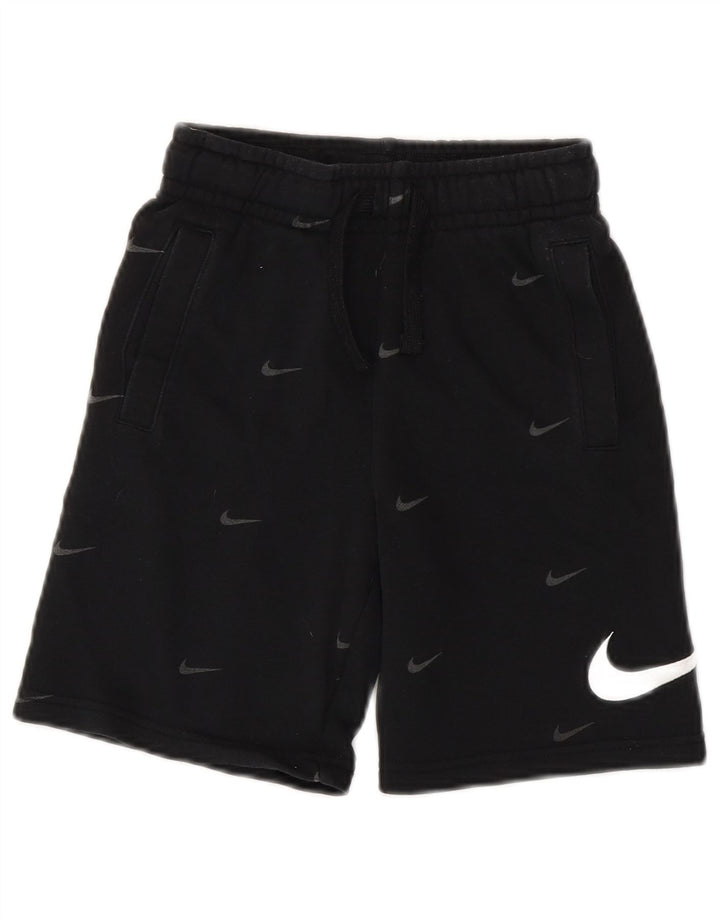 NIKE Boys Standard Fit Graphic Sport Shorts 8-9 Years Small Black Cotton