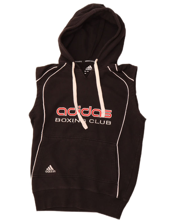 Adidas Mens Graphic Sleeveless Hoodie Jumper Medium Black Cotton