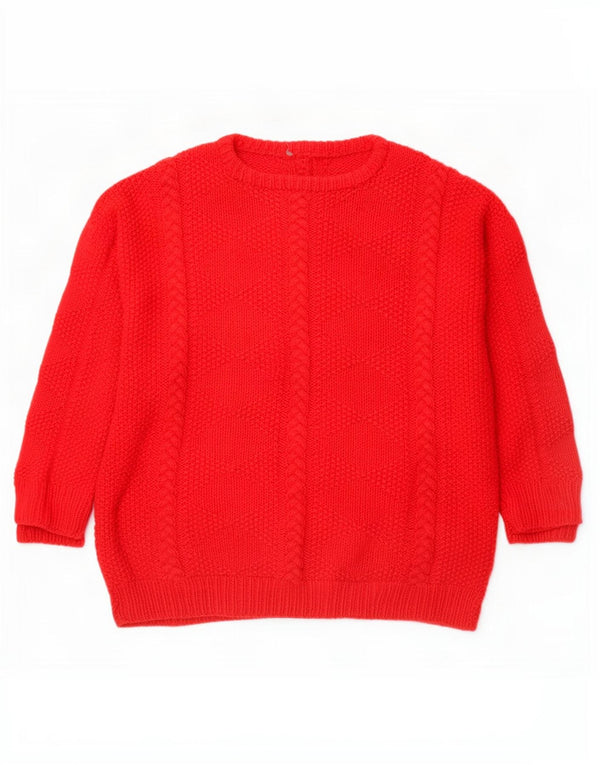 Vintage Womens Crew Neck Jumper Sweater UK 16 Large Red