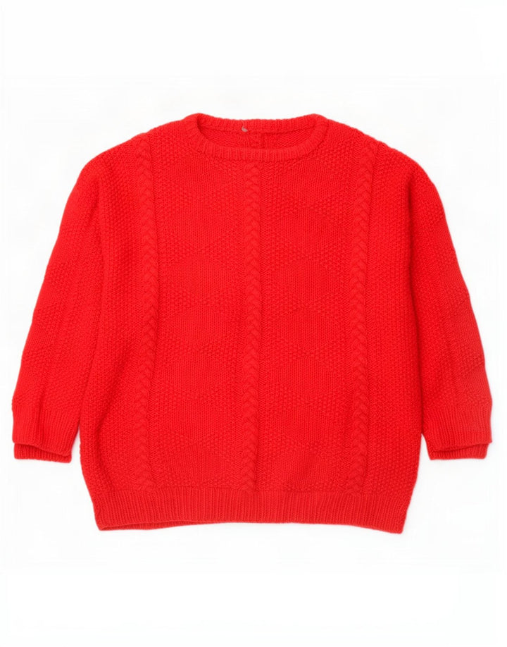 Vintage Womens Crew Neck Jumper Sweater UK 16 Large Red