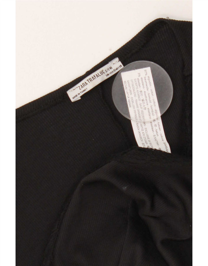 Zara Womens Oversized Bodysuit UK 10 Small Black Cotton