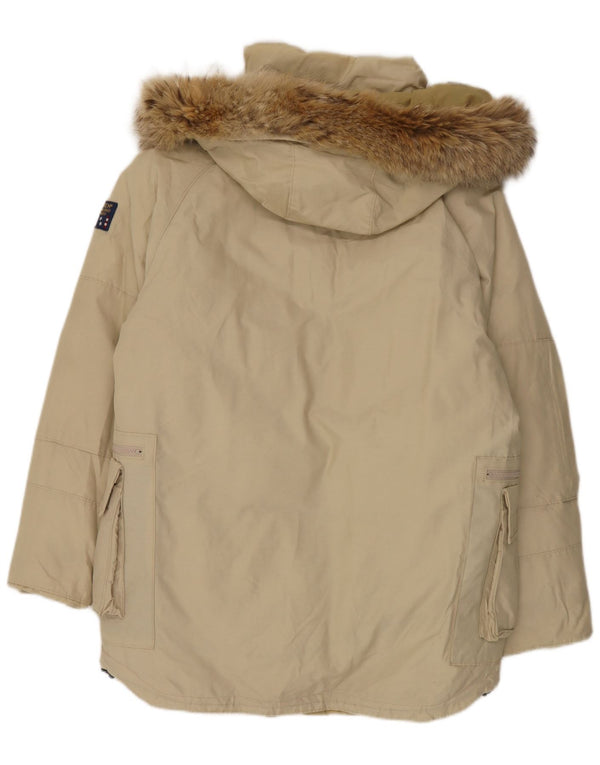 Woolrich Mens Hooded Padded Coat UK 36 Small Beige