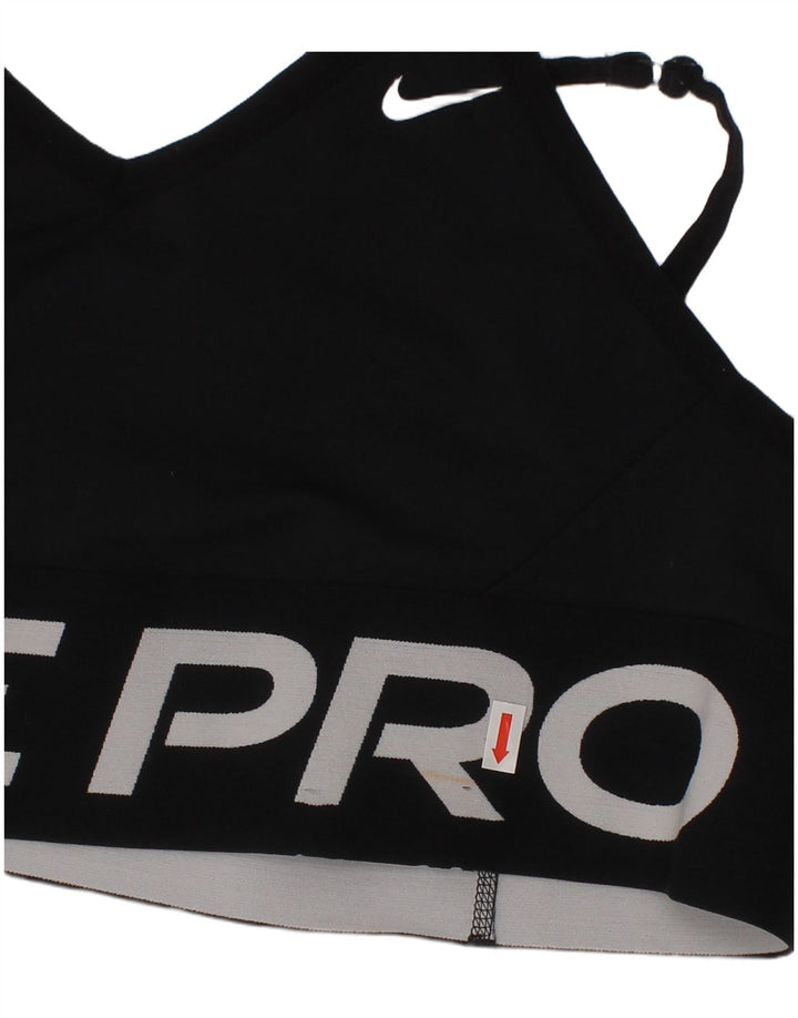 Nike Womens Dri Fit Graphic Sport Bra Top Large Black Polyester Sports