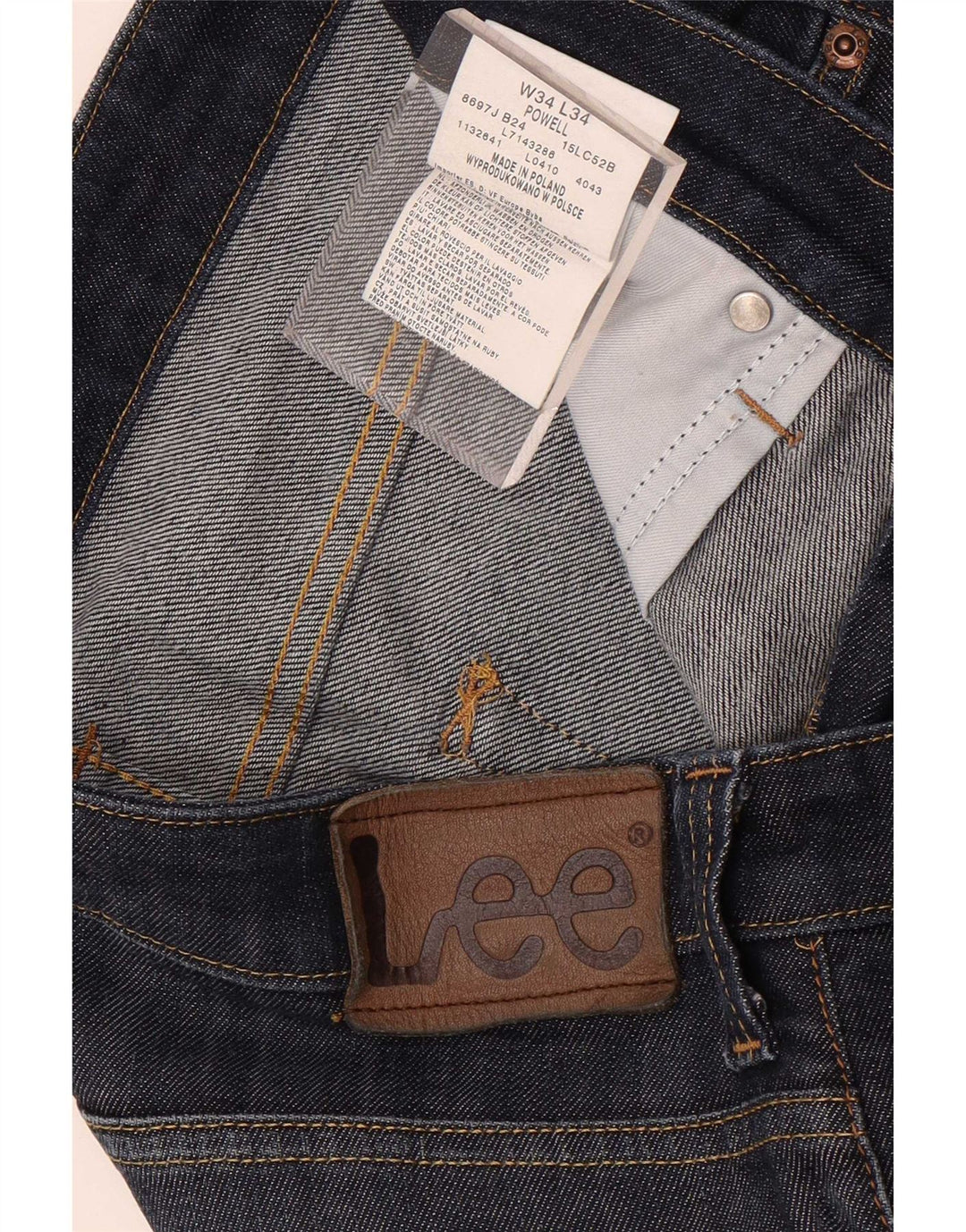 Lee Mens Powell Slim Jeans W34 L34 Navy Blue Cotton