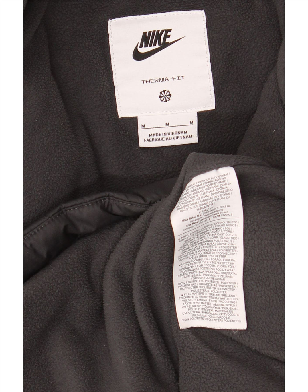 Nike Mens Therma-Fit Hooded Padded Jacket UK 38 Medium Black Polyester