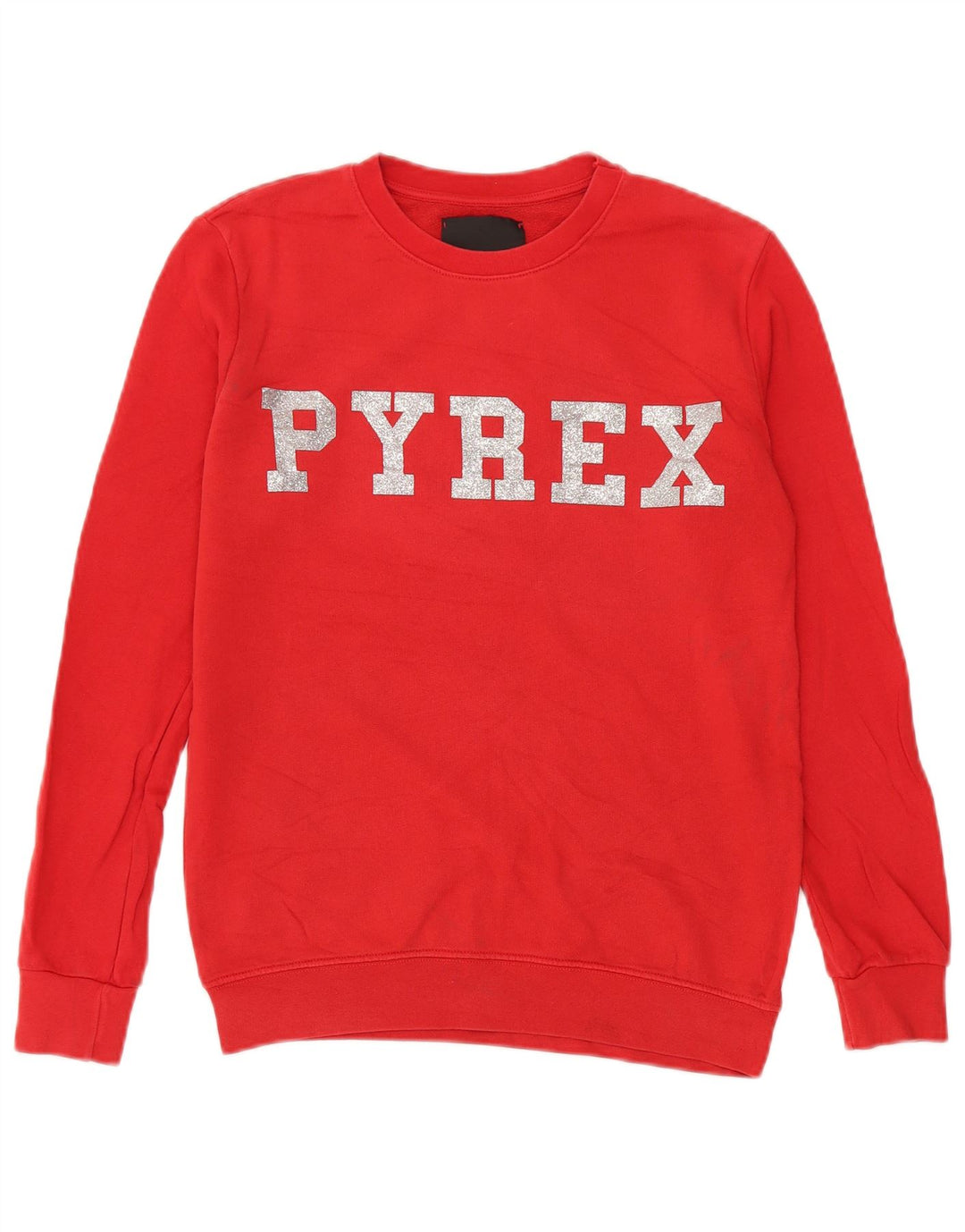 Pyrex Womens Graphic Oversized Sweatshirt Jumper UK 10 Small Red Cotton