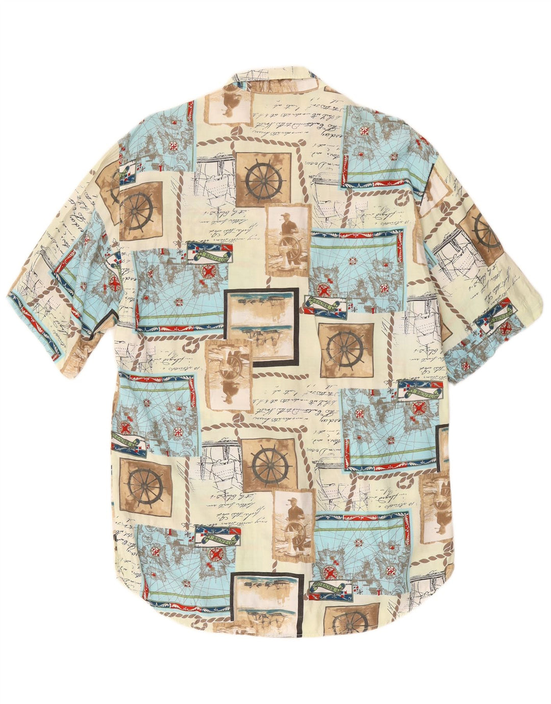 STEFANEL Mens Graphic Short Sleeve Shirt Small Multicoloured Patchwork