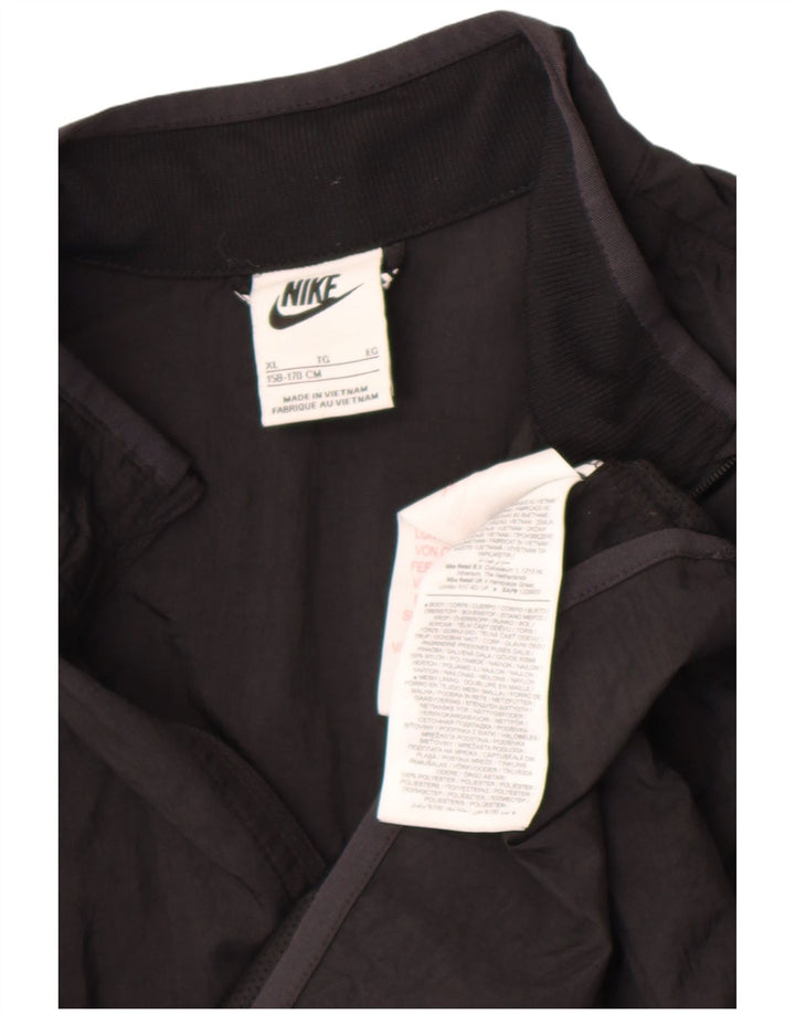 Nike Boys Graphic Pullover Tracksuit Top Jacket 13-14 Years XL Black Nylon