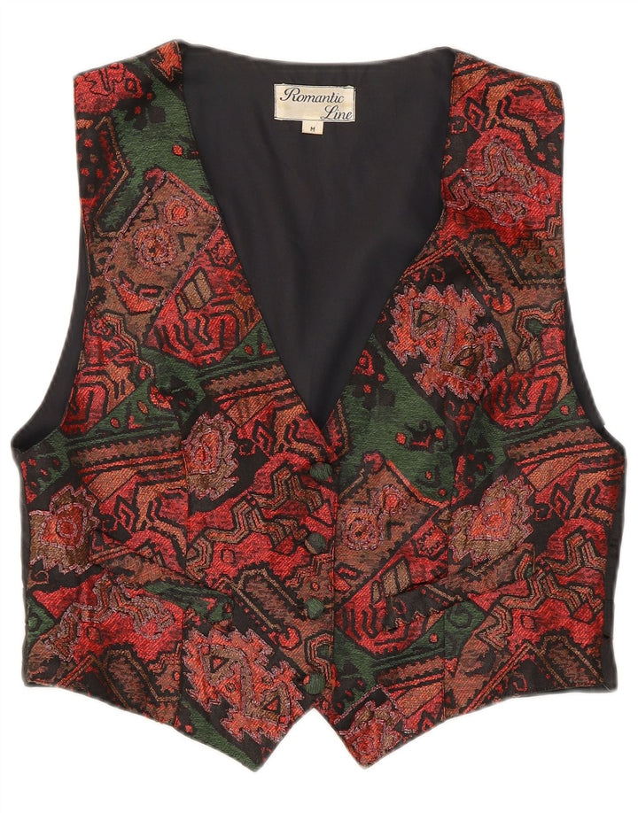 Vintage Womens Waistcoat UK 12 Medium Multicoloured Patchwork Polyester