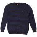 Jack Wills Mens Crew Neck Jumper Sweater Medium Navy Blue Striped Cotton