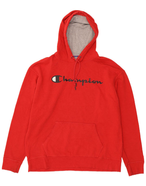 Champion Mens Graphic Hoodie Jumper XL Red Cotton