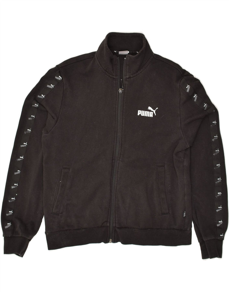 PUMA Womens Graphic Tracksuit Top Jacket UK 16 Large Black Cotton | Vintage Puma | Thrift | Second-Hand Puma | Used Clothing | Messina Hembry 