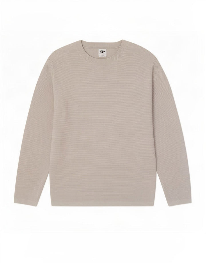 Zara Mens Crew Neck Jumper Sweater Medium Grey Cotton