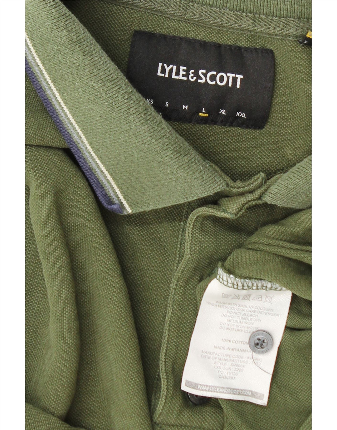 Lyle & Scott Mens Polo Shirt Large Khaki Cotton