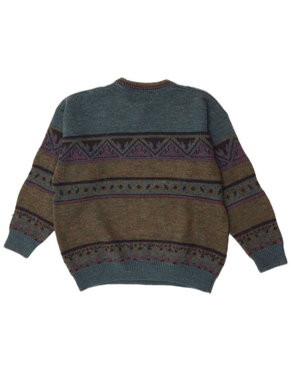 St. Bernard Mens Crew Neck Jumper Sweater EU 38/40 Medium Green Retro
