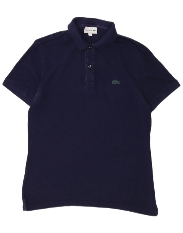 LACOSTE Mens Slim Fit Polo Shirt Size 4 Medium Navy Blue Cotton