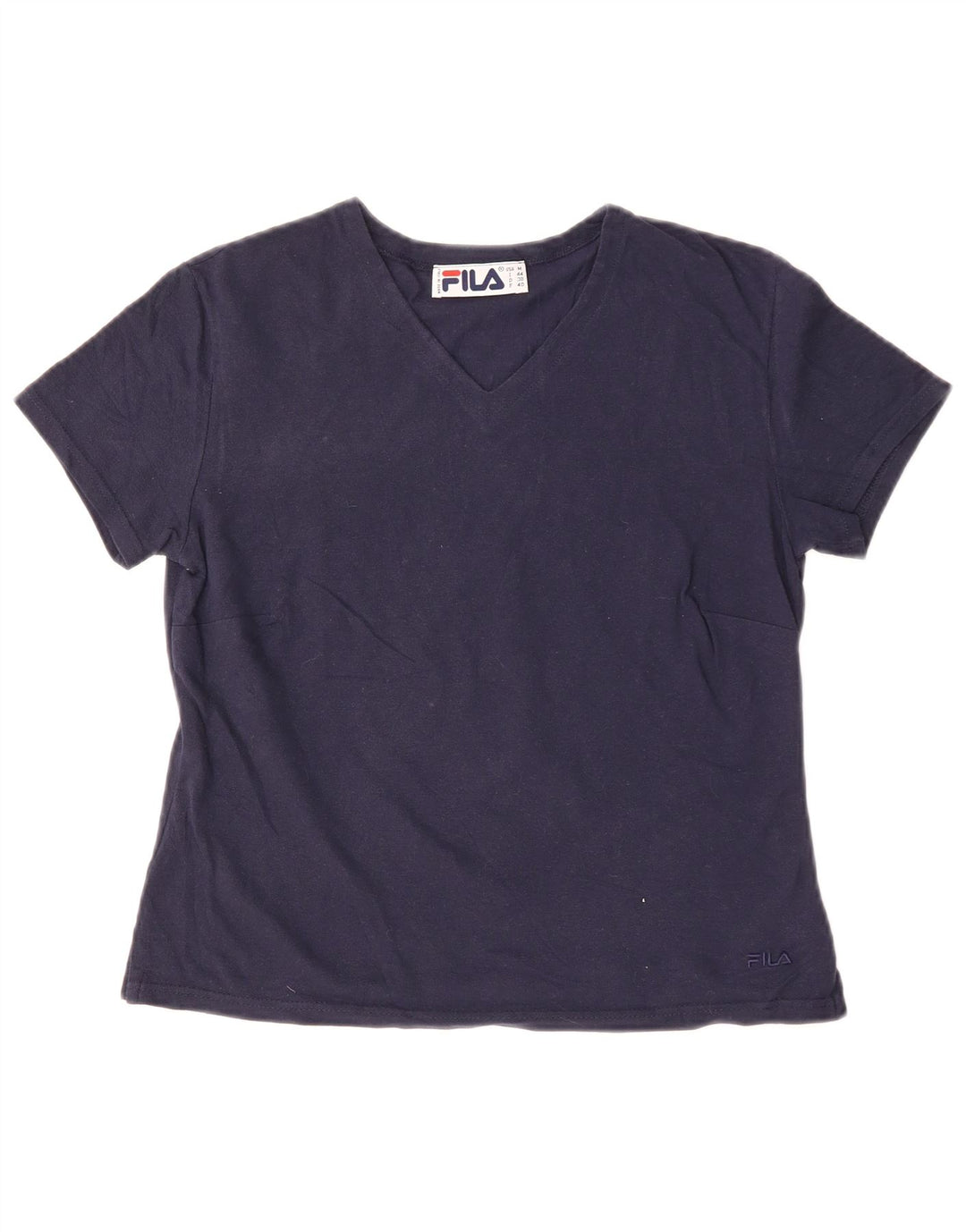FILA Womens T-Shirt Top IT 44 Medium Navy Blue Cotton