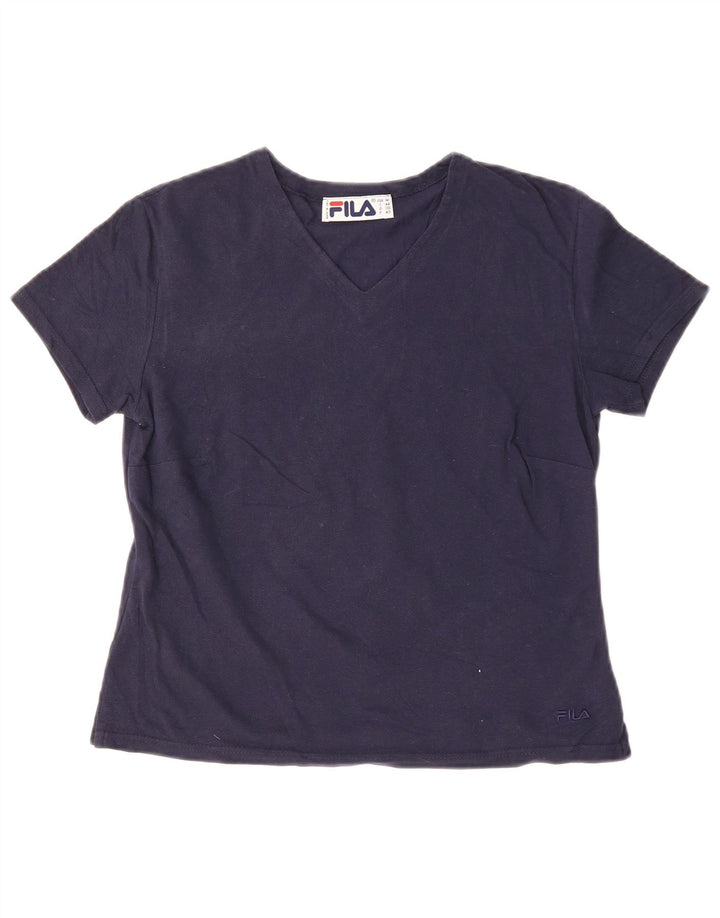 FILA Womens T-Shirt Top IT 44 Medium Navy Blue Cotton
