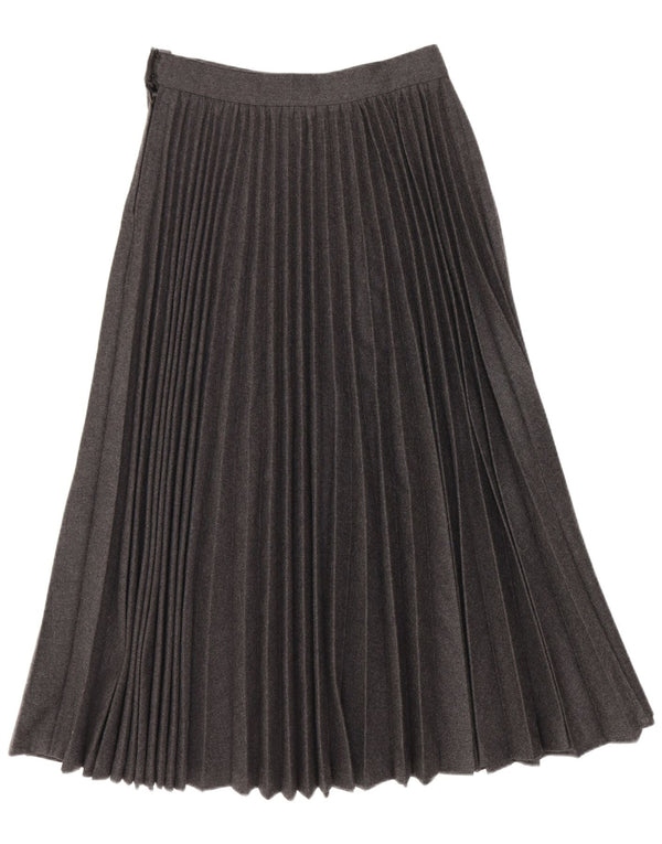 Vintage Womens Maxi High Waist Knife Pleated Skirt W24 XS Grey