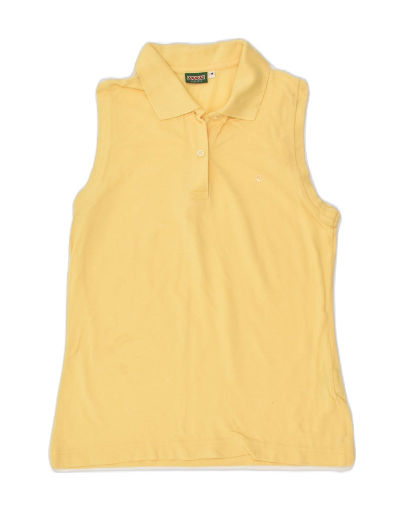 INVICTA Womens Sleeveless Polo Shirt UK 12 Medium Yellow Cotton | Vintage Invicta | Thrift | Second-Hand Invicta | Used Clothing | Messina Hembry 