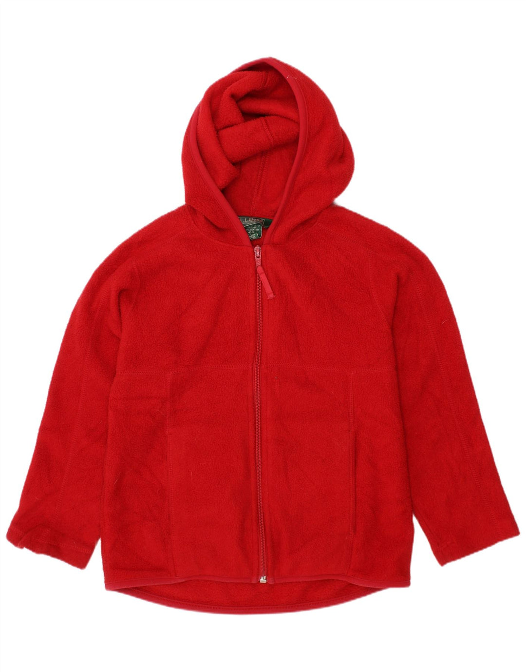 L.L.Bean Boys Hooded Fleece Jacket 5-6 Years Medium Red Polyester