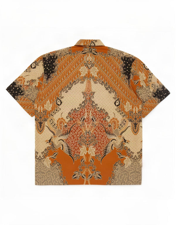 Vintage Mens Short Sleeve Shirt XL Brown Paisley