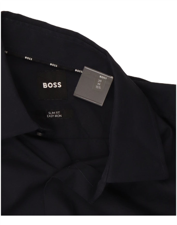 Hugo Boss Mens Slim Fit Shirt Size 39 15 1/2 Medium Navy Blue