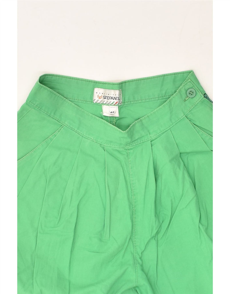 STEFANEL Womens High Waist Casual Shorts IT 40 Small W24  Green Cotton | Vintage Stefanel | Thrift | Second-Hand Stefanel | Used Clothing | Messina Hembry 