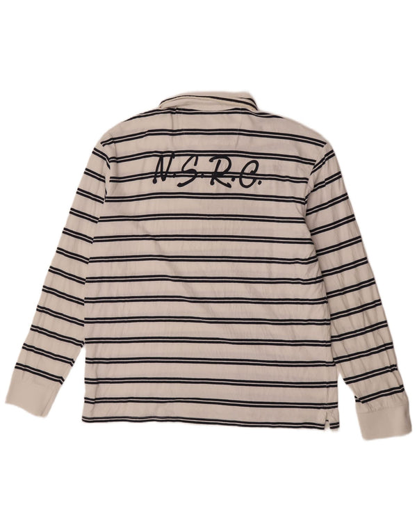 North Sails Mens Graphic Long Sleeve Rugby Polo Shirt 2XL White Striped