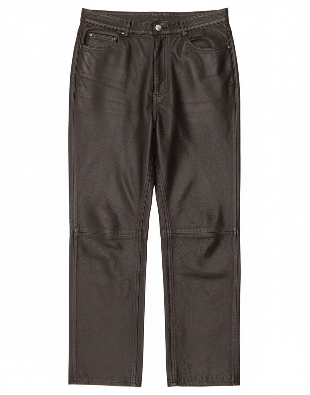 Vintage Womens Straight Leather Trousers IT 46 Large W34 L30 Black Leather