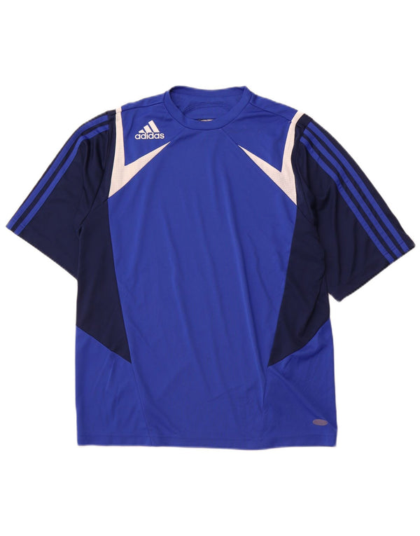 ADIDAS Mens T-Shirt Top Medium Blue Colourblock Polyester Sports