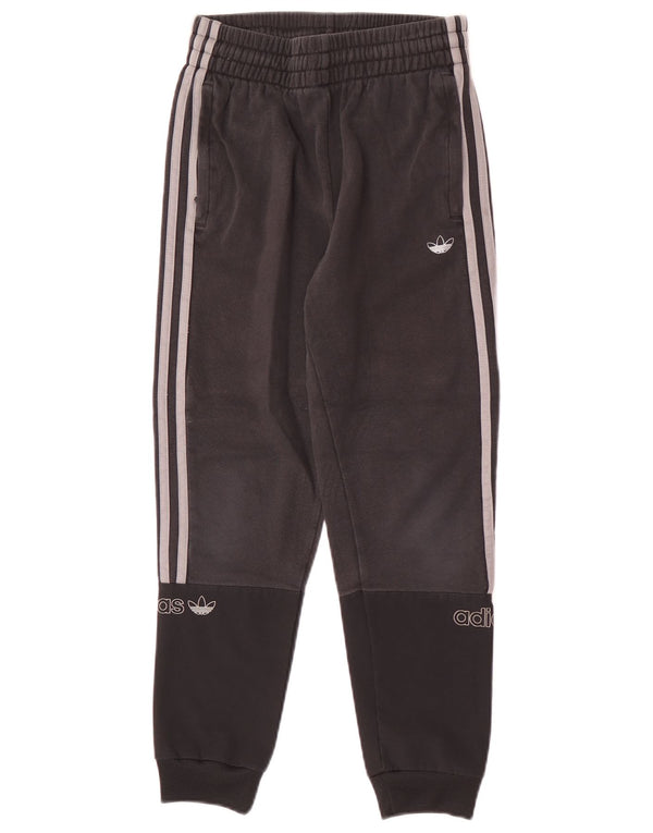 Adidas Boys Tracksuit Trousers Joggers 11-12 Years Black Colourblock