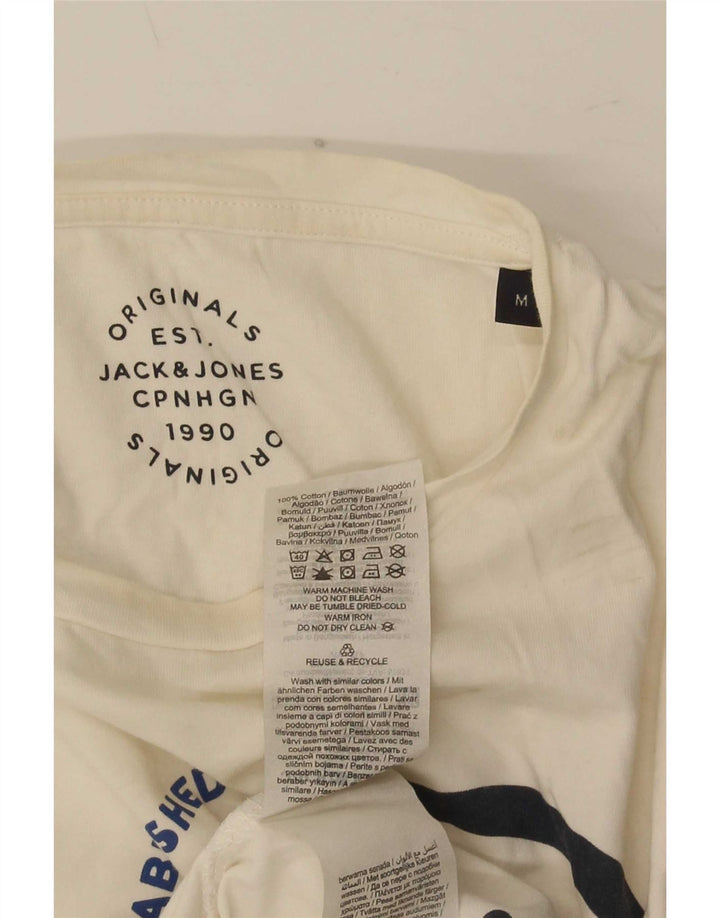 Jack & Jones Mens Graphic T-Shirt Top Medium White Cotton