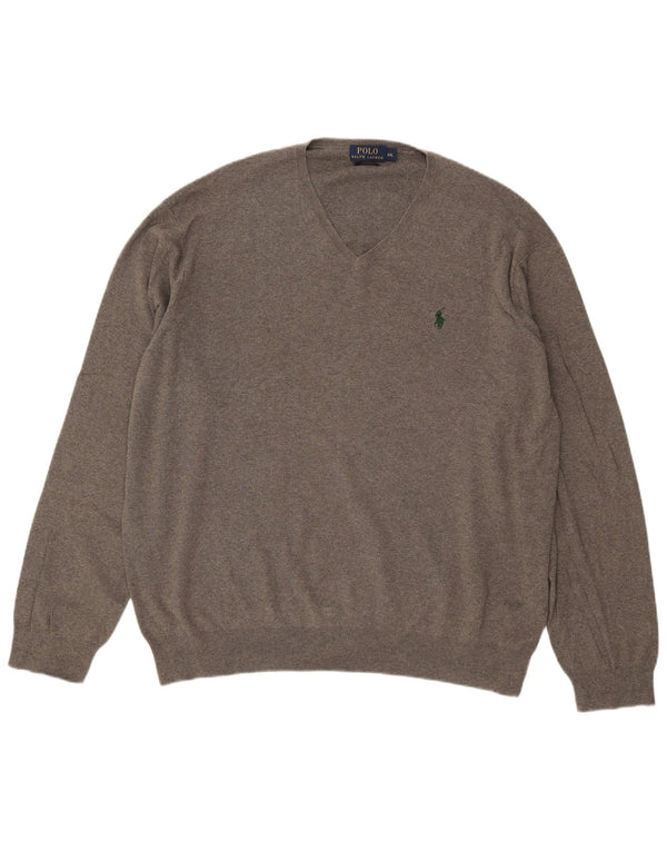 Polo Ralph Lauren Mens V-Neck Jumper Sweater 2XL Grey