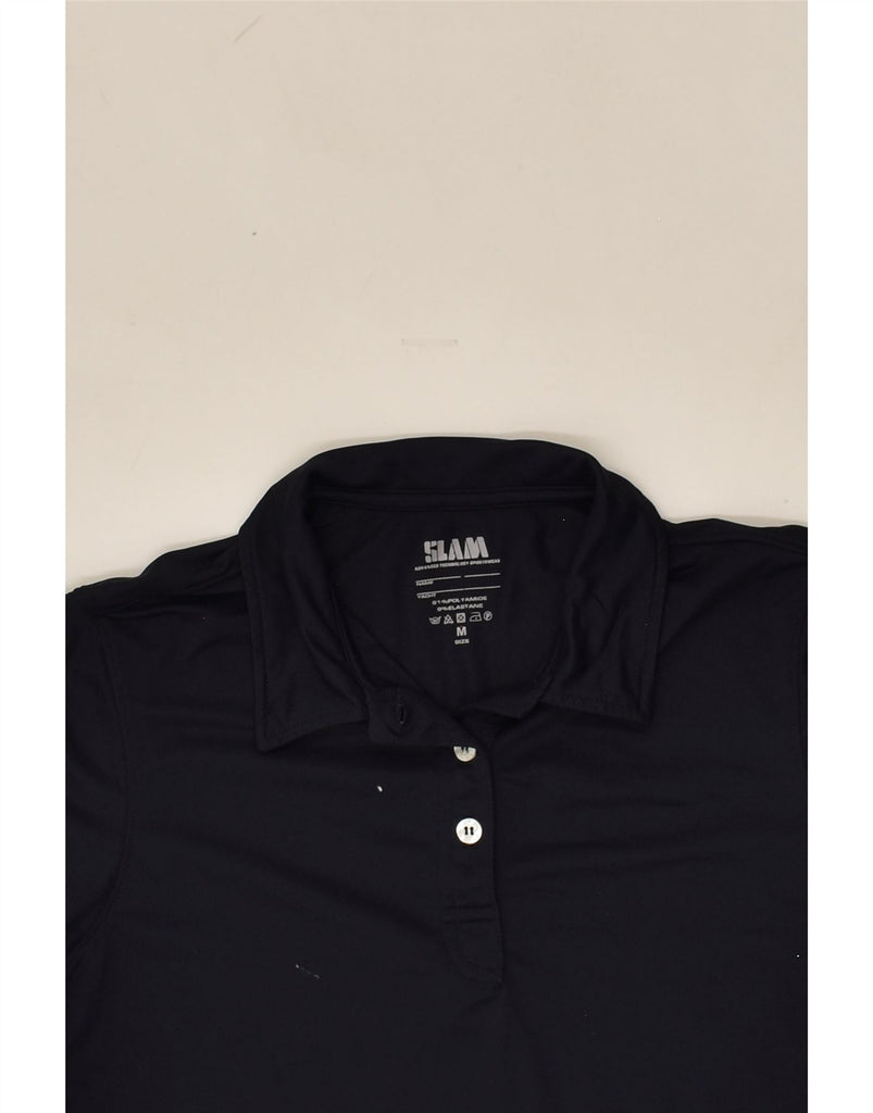 SLAM Womens Polo Shirt UK 12 Medium Black Polyamide | Vintage Slam | Thrift | Second-Hand Slam | Used Clothing | Messina Hembry 