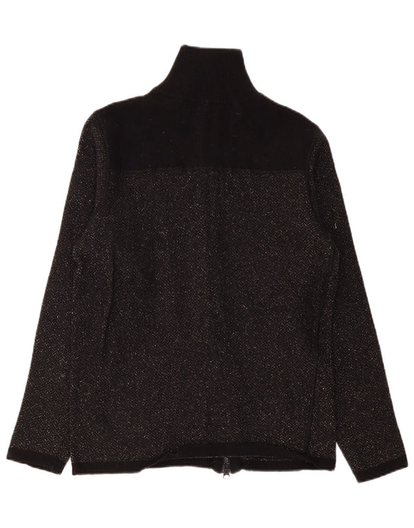 Armani Jeans Womens Cardigan Sweater UK 10 Small Black Chevron