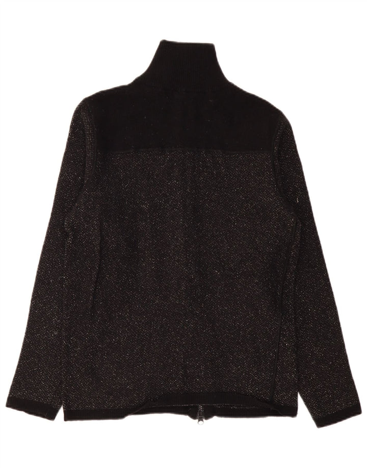 Armani Jeans Womens Cardigan Sweater UK 10 Small Black Chevron