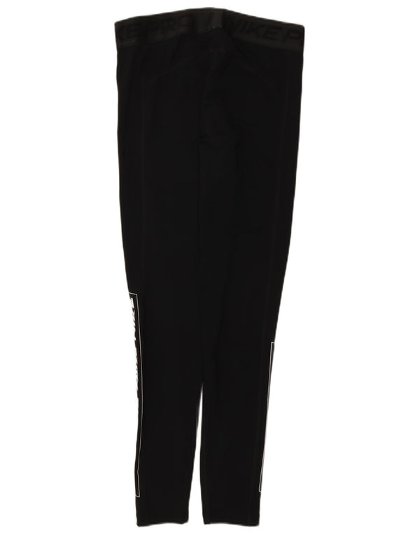 Nike Womens Dri Fit Graphic Leggings UK 14 Large Black Polyester