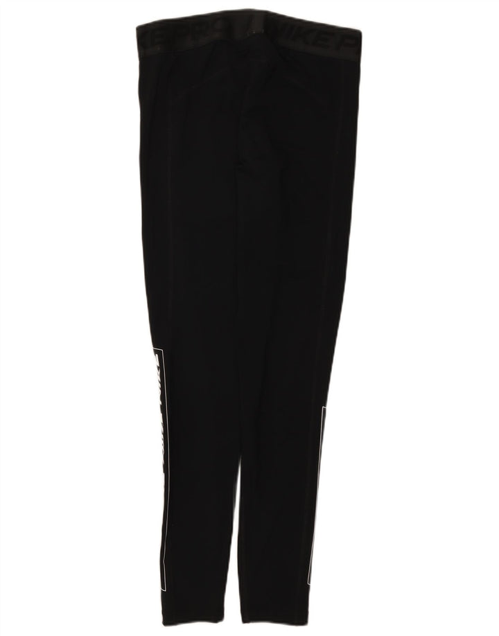 Nike Womens Dri Fit Graphic Leggings UK 14 Large Black Polyester