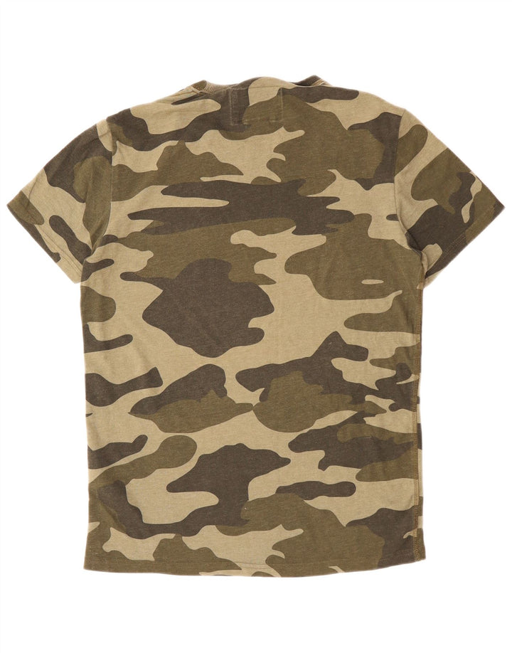 Superdry Mens T-Shirt Top Medium Khaki Camouflage Cotton