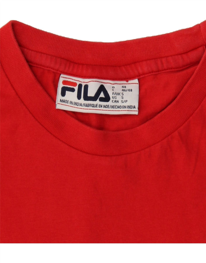 FILA Mens Graphic T-Shirt Top Small Red Colourblock Cotton Vintage Fila and Second-Hand Fila from Messina Hembry 