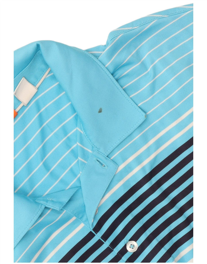 PUMA Mens Polo Shirt Large Blue Striped