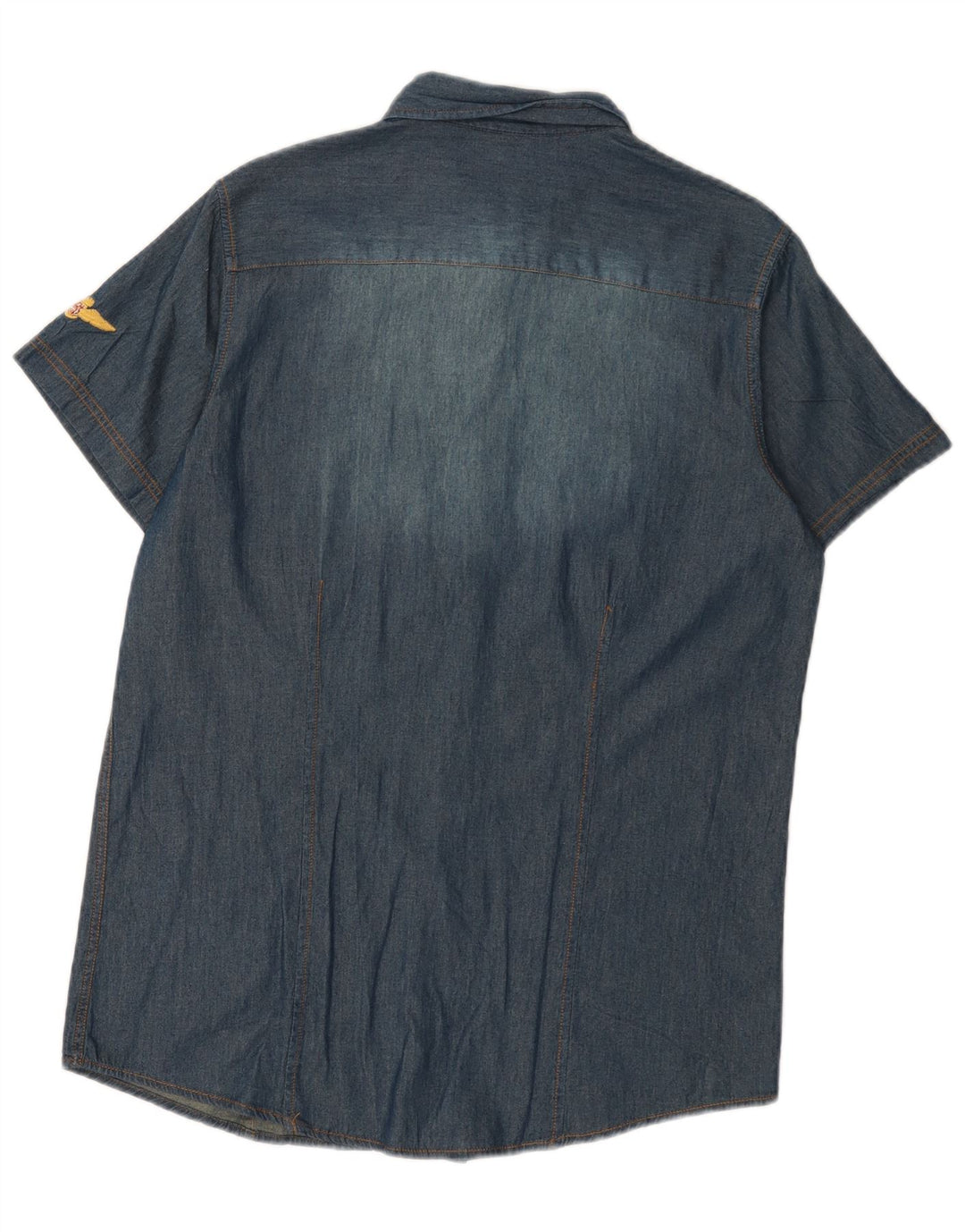 Aviazione Navale Mens Short Sleeve Denim Shirt Medium Blue Cotton